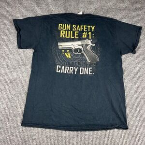 Buck Wear Shirt Men's L Black Gun Safety Rule #1 2nd Amendment Graphic T